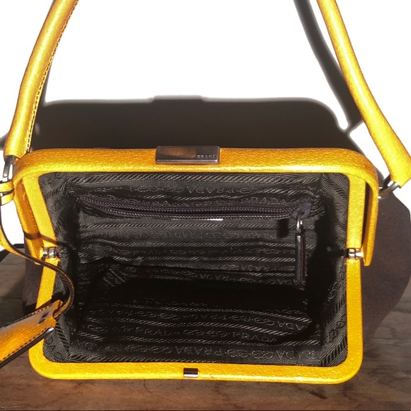 PRADA Vintage Handbag BORSA A MANO , CANAPA CERNIERA, MORO  & ZAFFERA - Picture 4 of 11